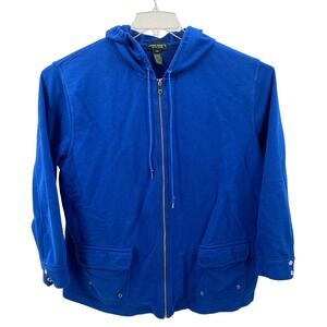 Lauren Jeans Co Ralph Lauren Blue Cotton Full‎ Zip Hoodie Jacket 2X READ